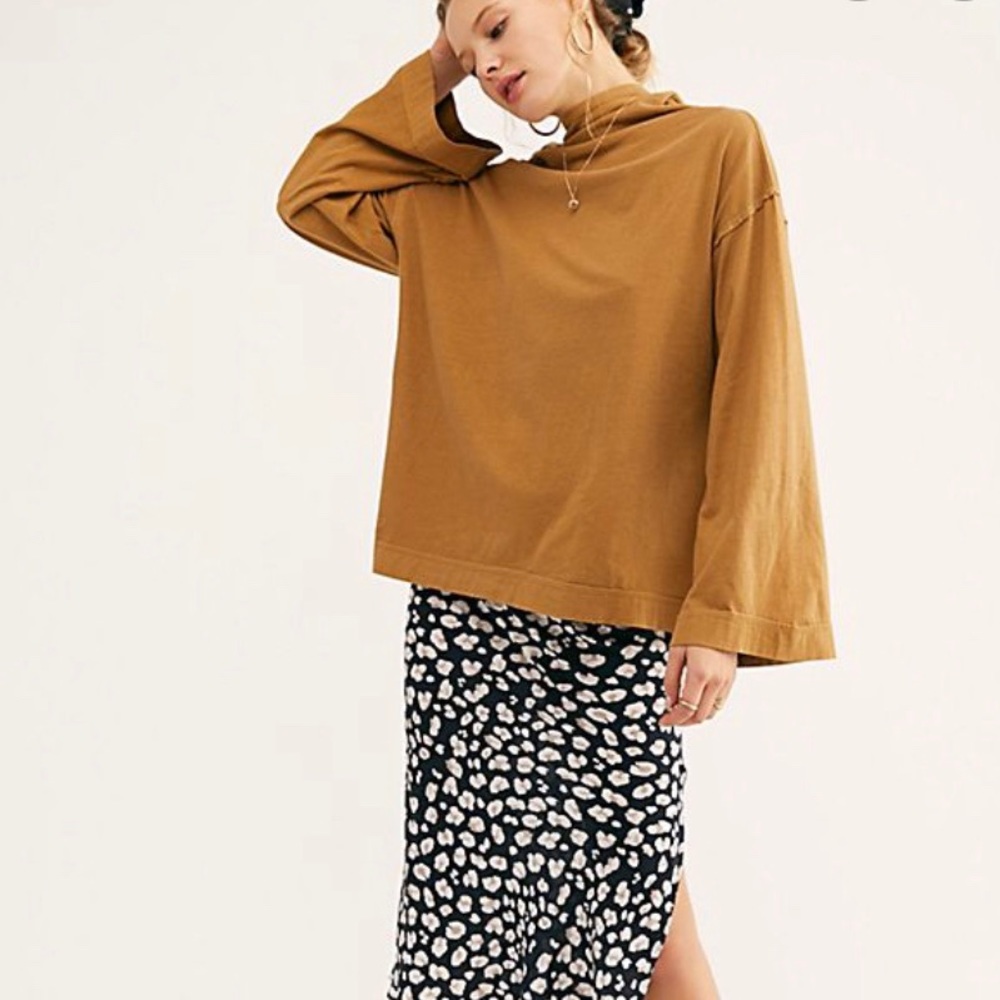 Free People XS Taupe Supernova Turtleneck Top NWT